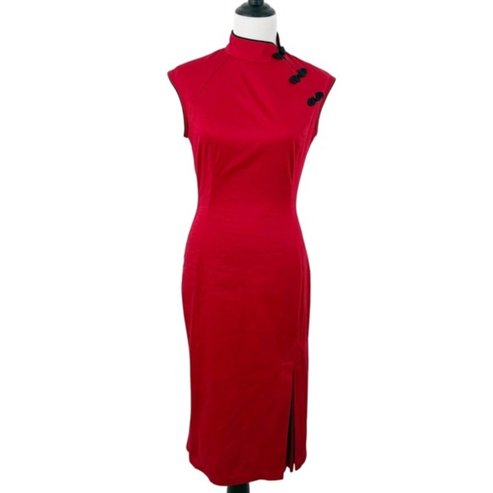 NWT Pinup Couture Red Asian-inspired Cheongsam Wiggle Dress Size M Frog Closures
